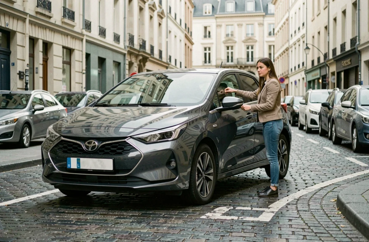 Élève d'Écopoints effectuant un créneau dans une rue urbaine du nord de la France