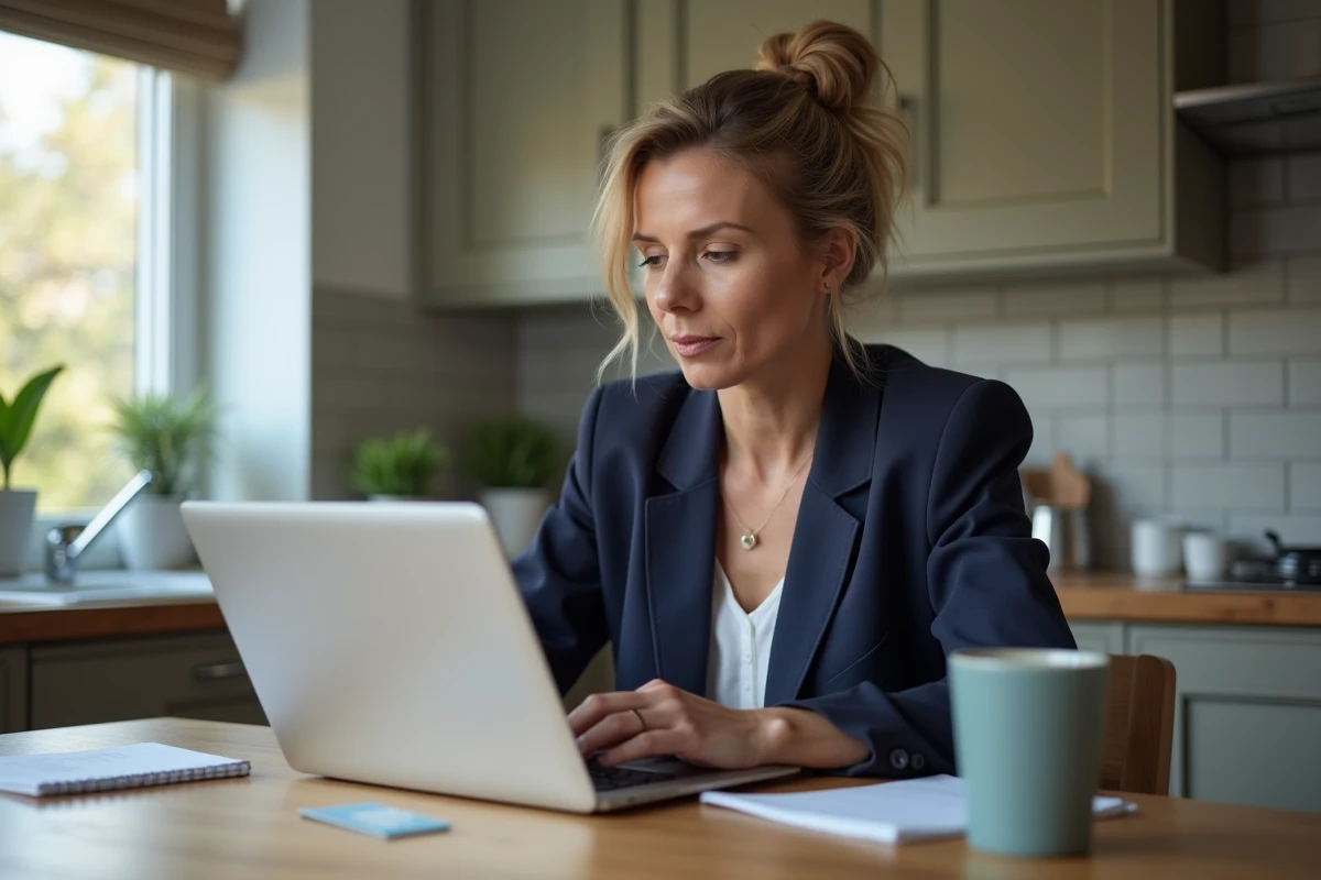 Femme consultant le site officiel pour corriger une erreur sur son résultat de permis de conduire en ligne