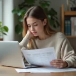 Femme concentrée à son bureau pour réviser le code de la route