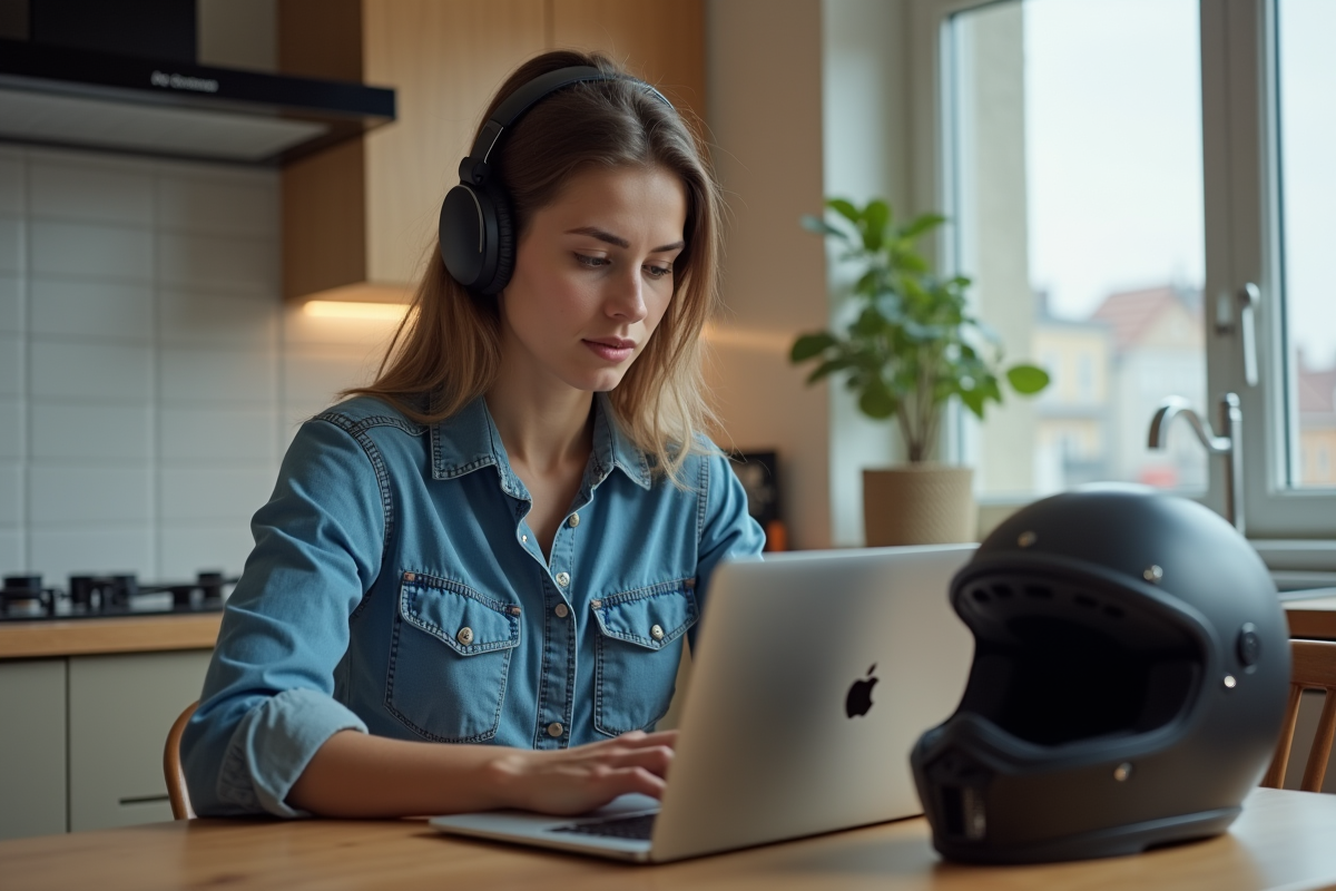 Femme utilisant un ordinateur pour vérifier l