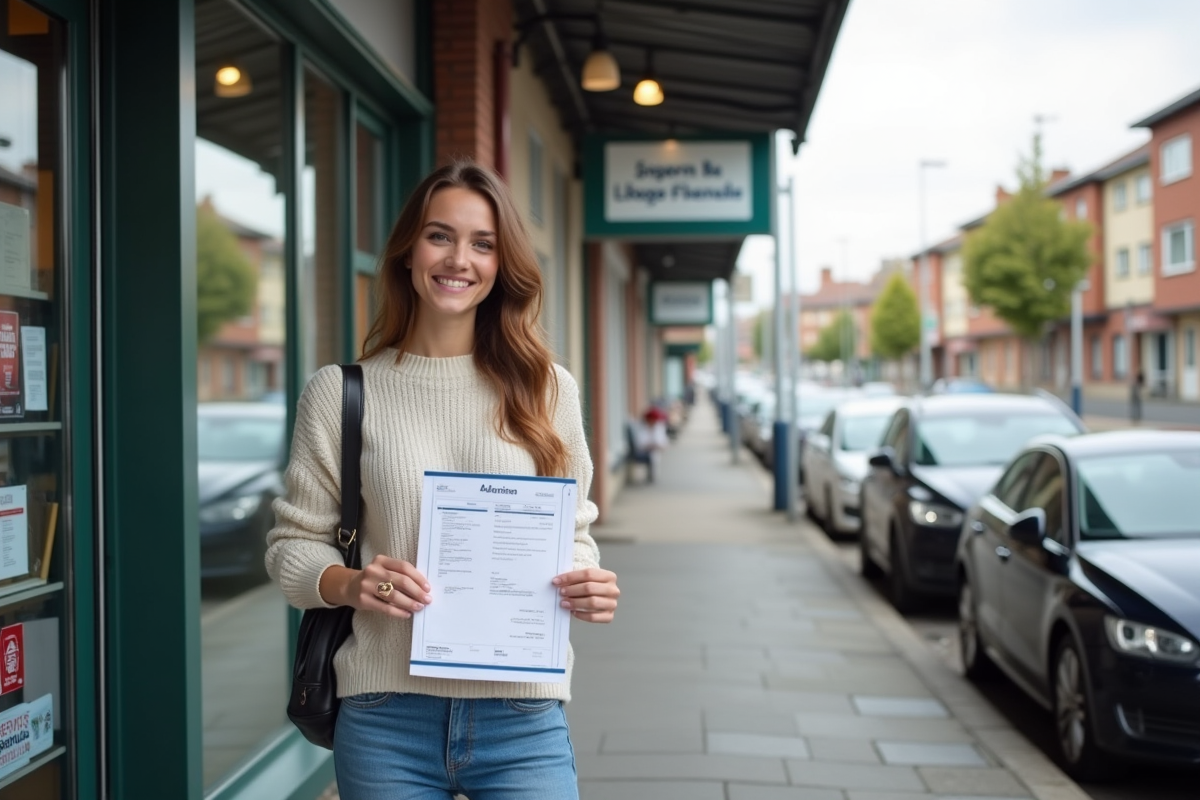 Jeune femme souriante avec certificat d