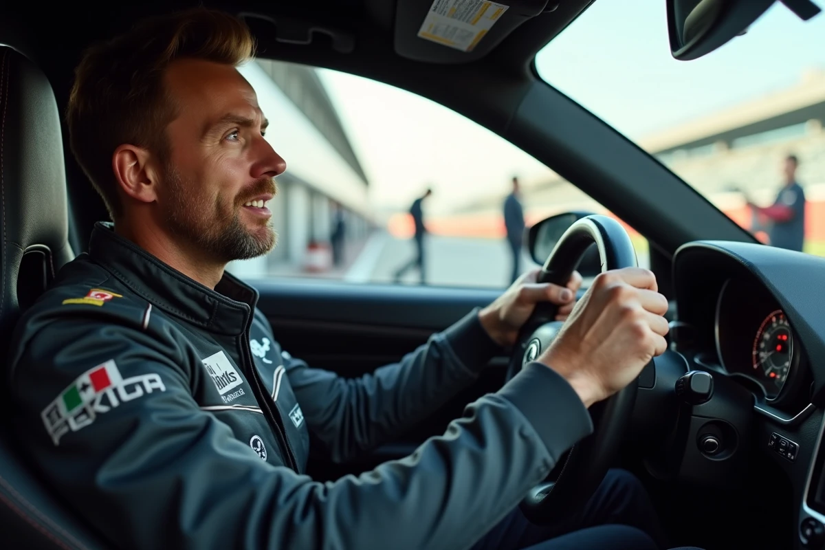 Manager dans la voiture de sport en conduite dynamique