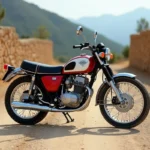 Honda XLV750R vintage trail moto collector garée sur une route de montagne avec patine authentique