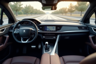 Intérieur avant luxueux de la Peugeot 408 vue du conducteur