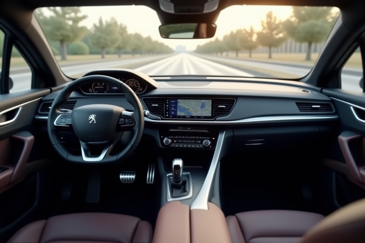 Intérieur avant luxueux de la Peugeot 408 vue du conducteur