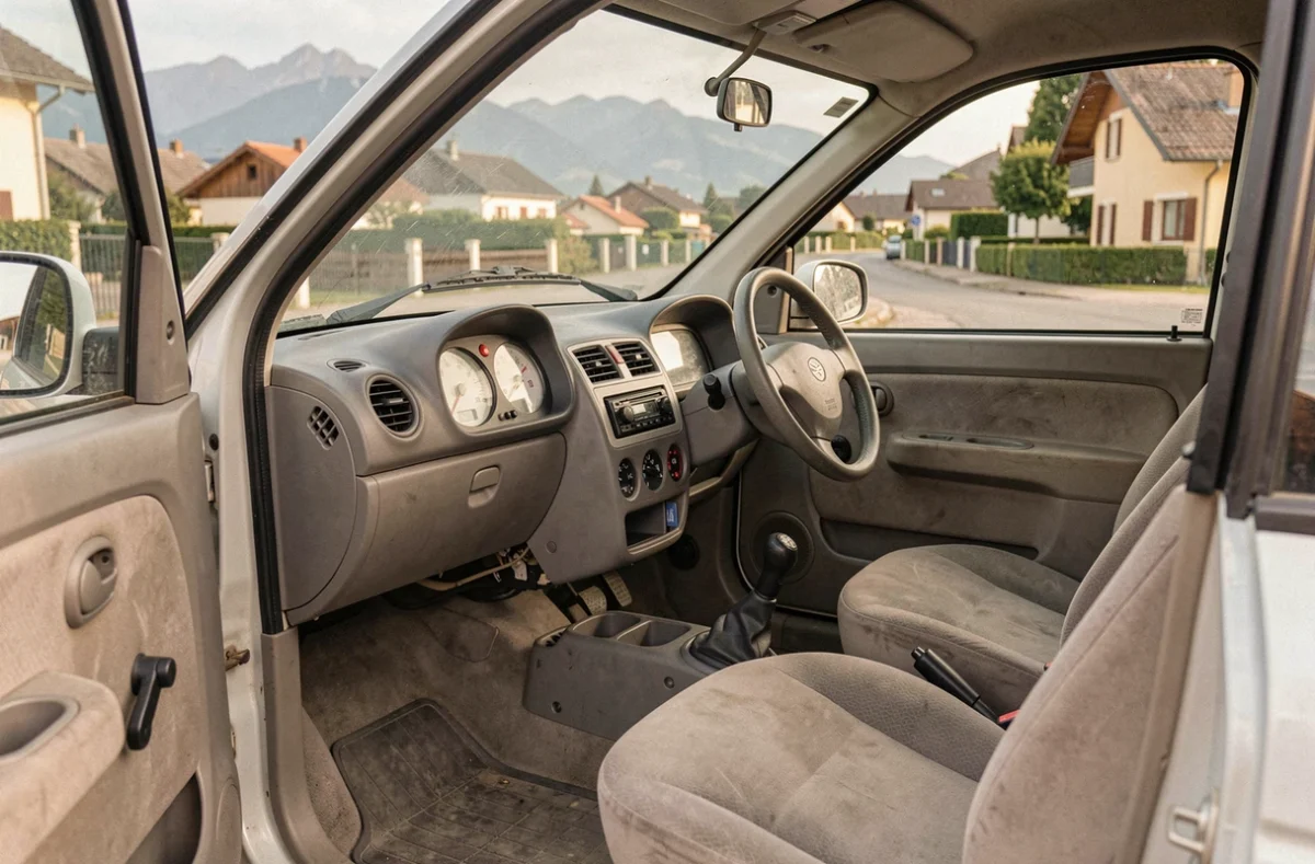 Intérieur d'une voiture sans permis d'occasion avec tableau de bord et siège en Isère