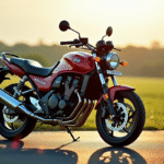 Moto Honda XR 600 L sur route ensoleillee en campagne