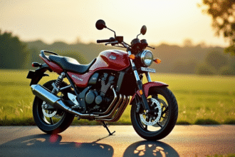 Moto Honda XR 600 L sur route ensoleillee en campagne