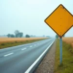 Panneau de signalisation route à caractère prioritaire panneau losange jaune en bord de route rurale française