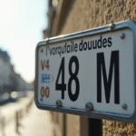 Panneau de rue français avec 48N et 48M en gros caractères
