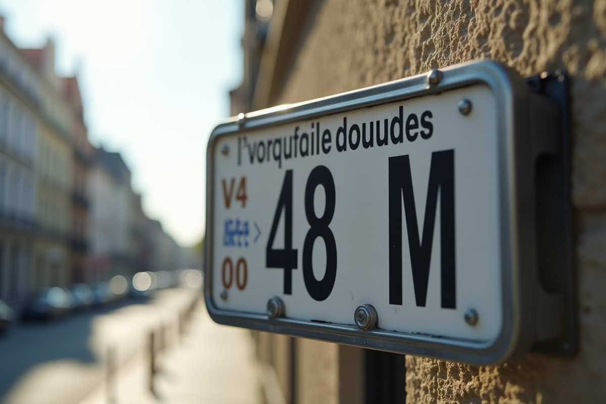 Panneau de rue français avec 48N et 48M en gros caractères