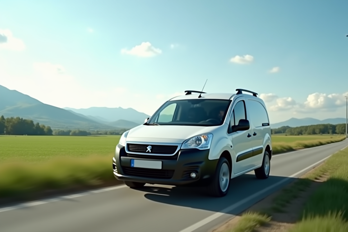 Peugeot Partner Tepee en campagne sur une route panoramique