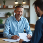 Homme professionnel aidant un client dans un bureau moderne