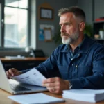 Technicien auto en bureau moderne avec diagnostic voiture